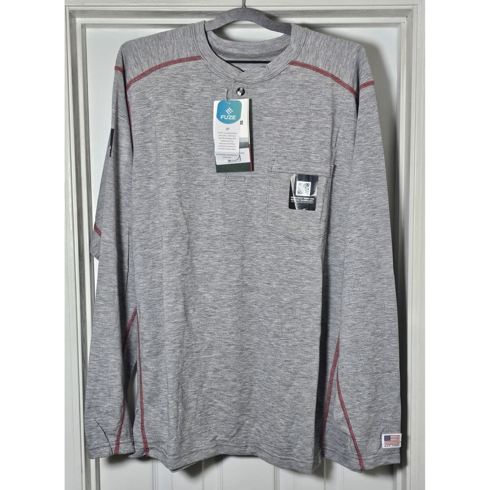 LAKELAND HSAT06 High Performance FR Henley 2XL Heather Gray FUZE CAT 2 NFPA 2112